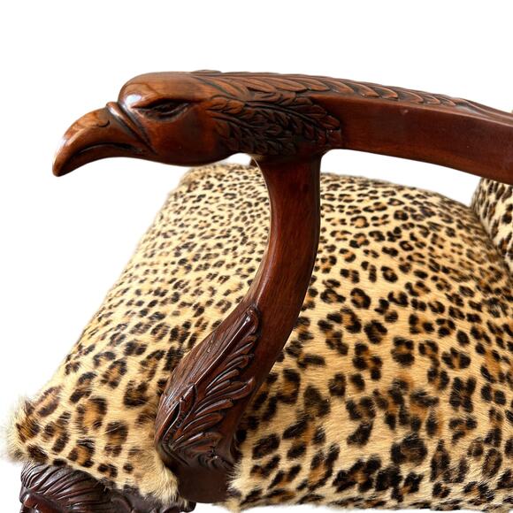 Vintage Carved Arm Chair with Lion and Eagle Heads - Picture 3 of 10